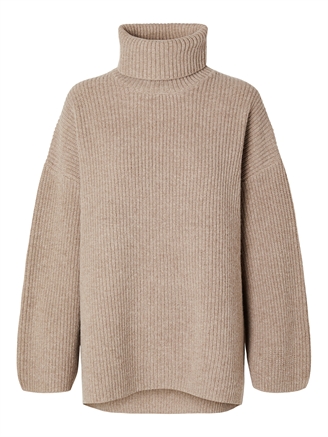 Selected Femme SlfMary LS Long Knit Roll Neck Irish Cream